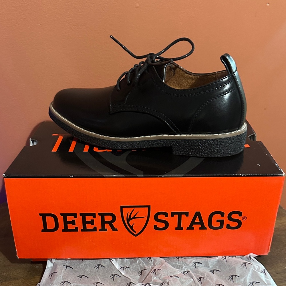 Kids Deer Stags Classic Black Lace-Up Shoes